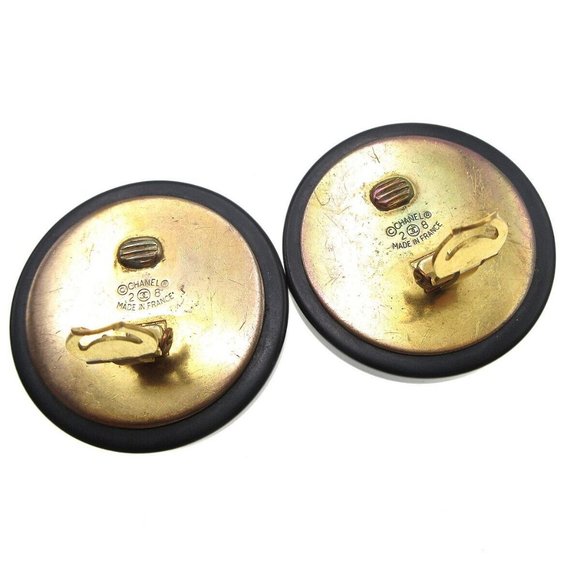 Chanel Button Motif Earrings Black Clip-On 28 Accessories - Picture 10 of 10